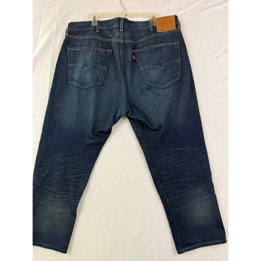 Levis 501 Original Fit Mens Dark Wash Straight Leg Button Fly Jeans 40x30